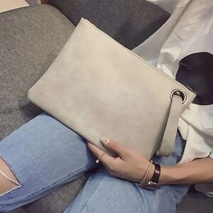 Beige Clutch Bag Handbag Evening‎ Bag with Wrist Strap Elegant Fashion Purse